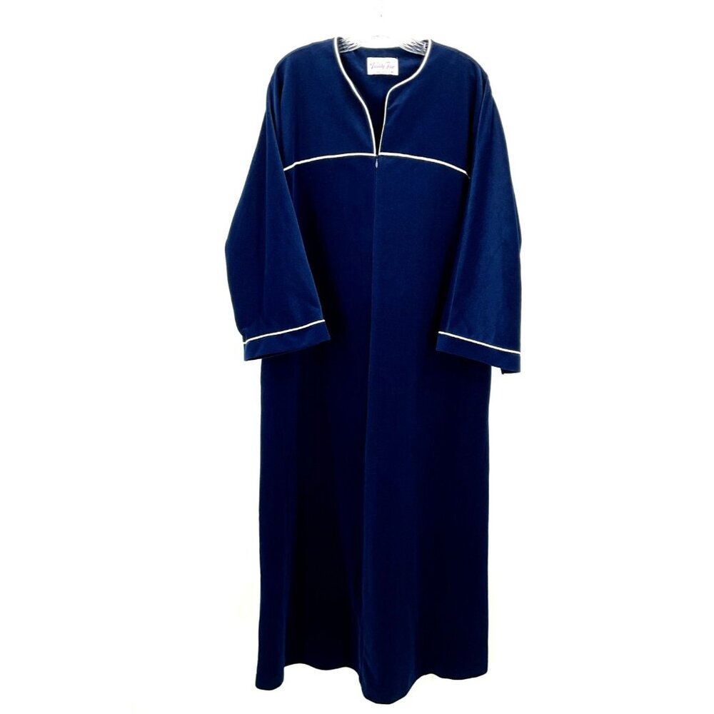 Vtg Vanity Fair Robe Womens M Royal Blue Fleece Nightgown Housecoat‎ Pajama